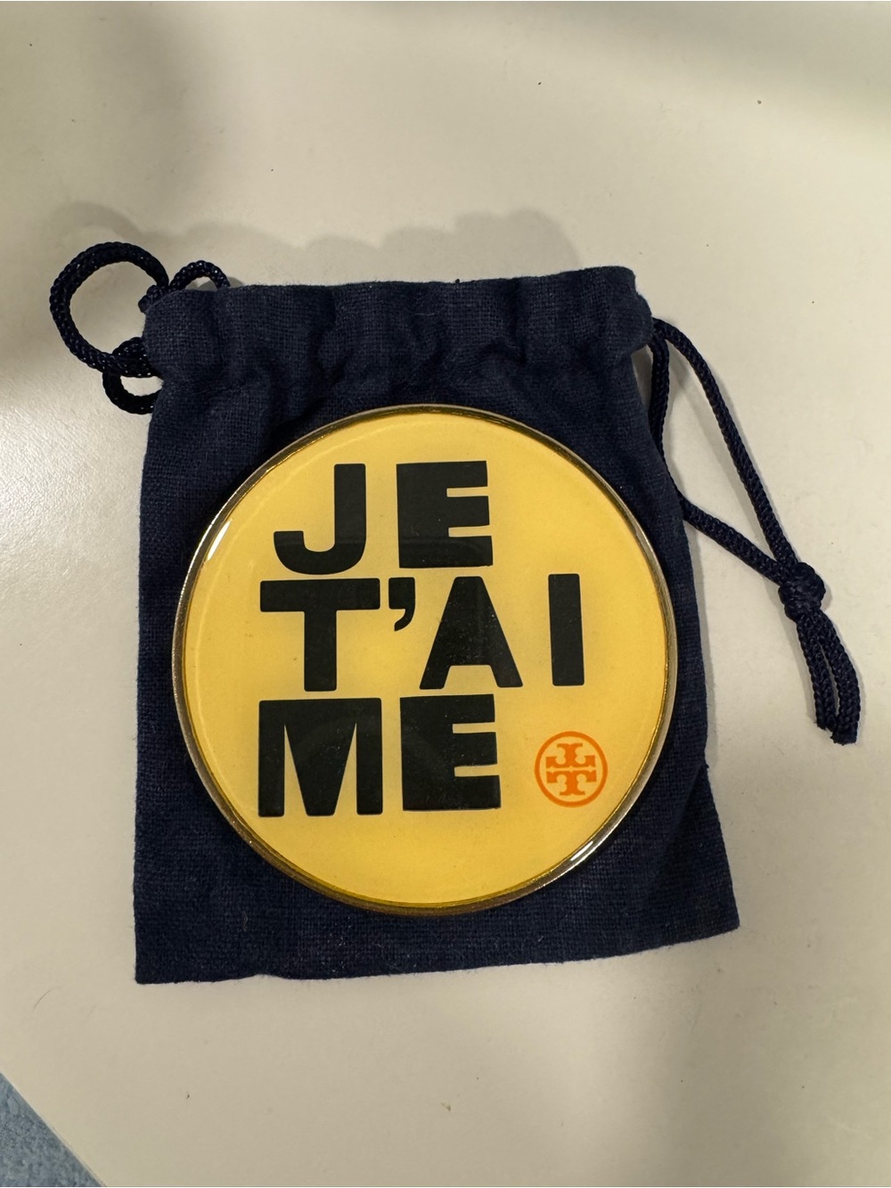 Tory Burch Yellow Round JE T'AIME mirror